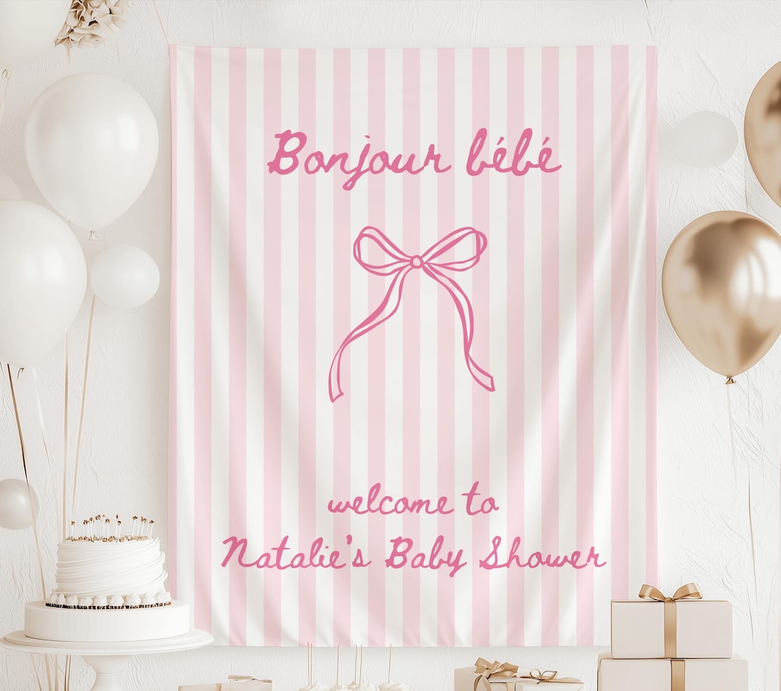 Bonjour Bebe Baby Shower Banner Bonjour Bebe Welcome Sign Paris Baby Shower Backdrop Bonjour Bebe Baby Shower Decorations