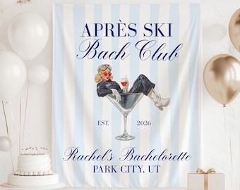 Vintage Apres Ski Bachelorette Banner, Après Ski Bach Club Backdrop, Vintage Ski Bachelorette Decor, Retro Mountain Bachelorette Banner