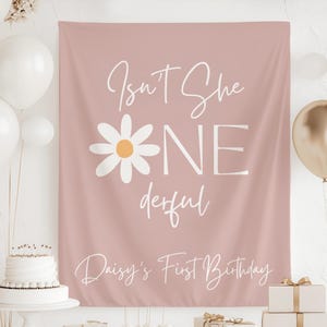 Isnt She ONEderful First Birthday Banner, ONEderful Birthday Decor, Daisy 1st Birthday Backdrop, Isn't She Lovely 1st Birthday Sign