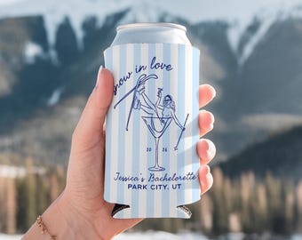 Snow in Love Bachelorette Cozie, Mountain Bachelorette Cozie, Winter Bachelorette Can Cooler, Ski Bachelorette Party Favor