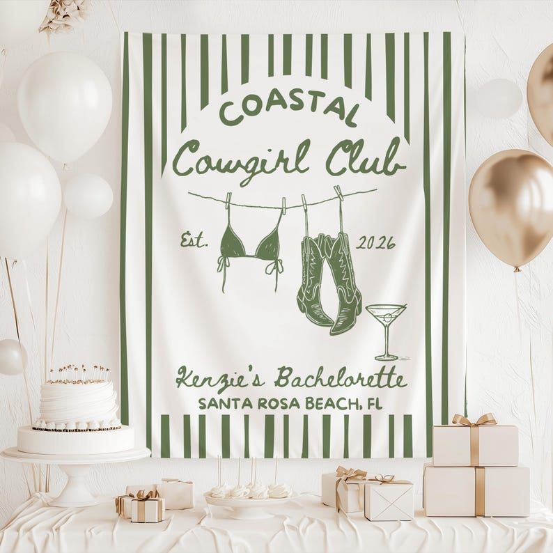 Cowgirl Bachelorette banner coastal bach party decor
