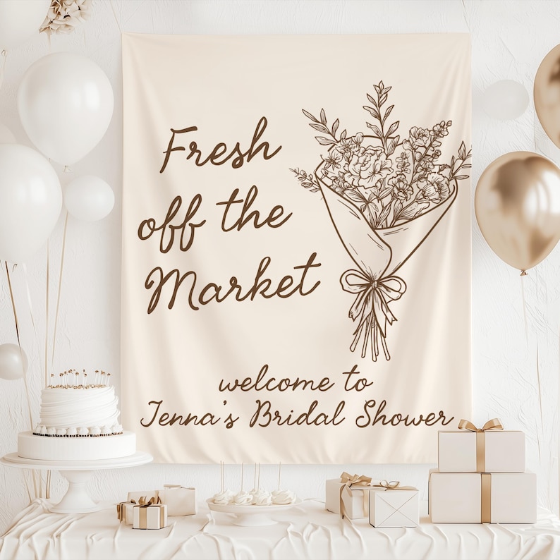 Farmers market bridal shower backdrop fresh off the market