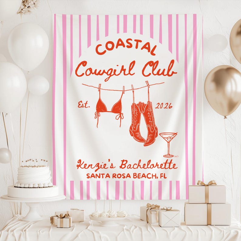 Western beach bachelorette banner coastal cowgirl theme