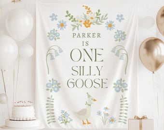 One Silly Goose Birthday Banner : Silly Goose 1st Birthday Decorations
