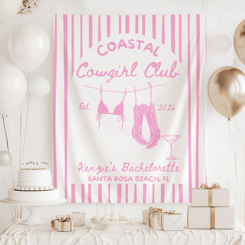 Coastal Cowgirl bach club sign beach western bachelorette