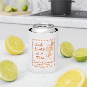 Bridal party drink sleeve with spritz theme and summer aesthetic