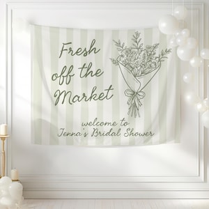 Off the market bridal shower sign rustic market decor