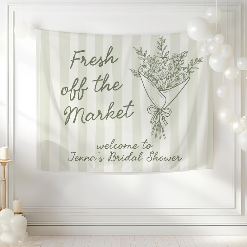 Off the market bridal shower sign rustic market decor