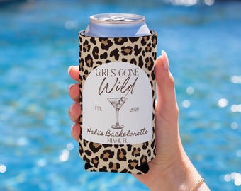Girls Gone Wild Bachelorette Cozie, Animal Print Bachelorette Can Cooler, Leopard Bachelorette Decor, Wild Wife Party Favors