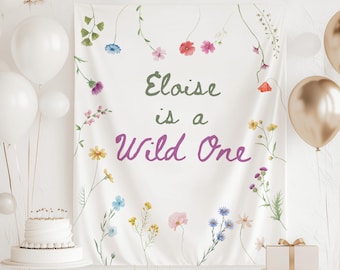 Wild ONE Birthday Banner, Wild One Wild Flower First Birthday Decorations, Wild Flower 1st Birthday Backdrop, She's a Wild One Decorations