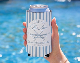 Love on the Lake Bachelorette Cozie, Lake Bachelorette Party Favors, Custom Bach Can Coolers, Lake Weekend Bachelorette Decor