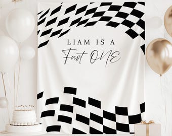 Fast One Birthday Banner, Fast One Welcome Sign, Minimalist 1st Birthday Backdrop, Race Car 1st Birthday Decorations