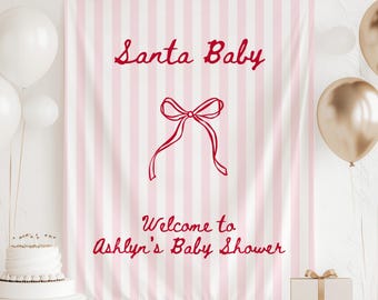 Santa Baby Baby Shower Banner, Christmas Baby Shower Welcome Sign, A Merry Little Baby Shower Sign, Santa Baby Shower Backdrop