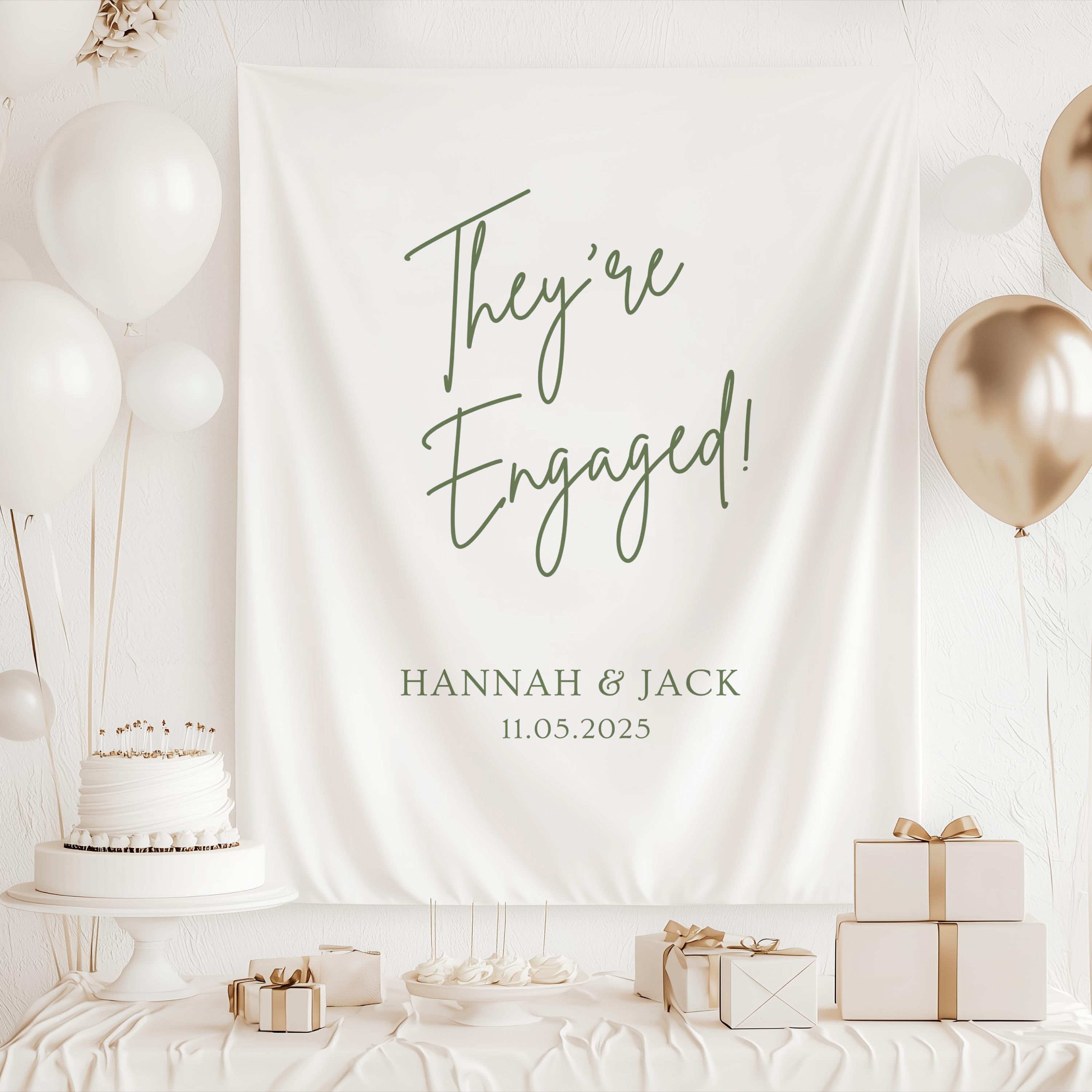 Engaged Sign On String They're Engaged Banner, Custom Engagement Banner, Engagement Party ...