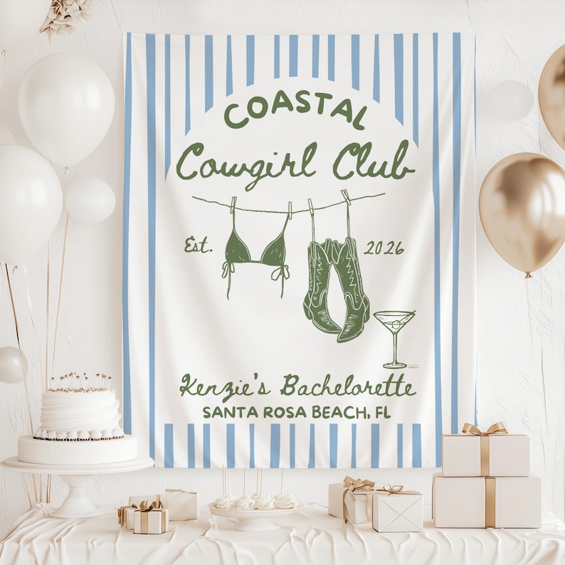 Coastal Cowgirl Bach Club banner western beach bachelorette
