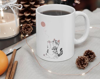 Ceramic Cat Mug, Playful Kitten Design, Coffee Lover Gift