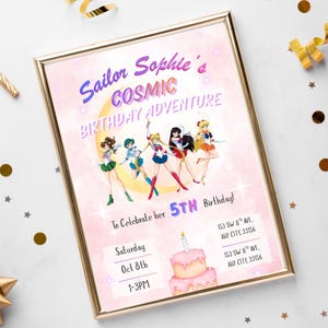 Moon Girl Birthday Invitation | Magical Girl Party | Editable Canva Template | Digital Download