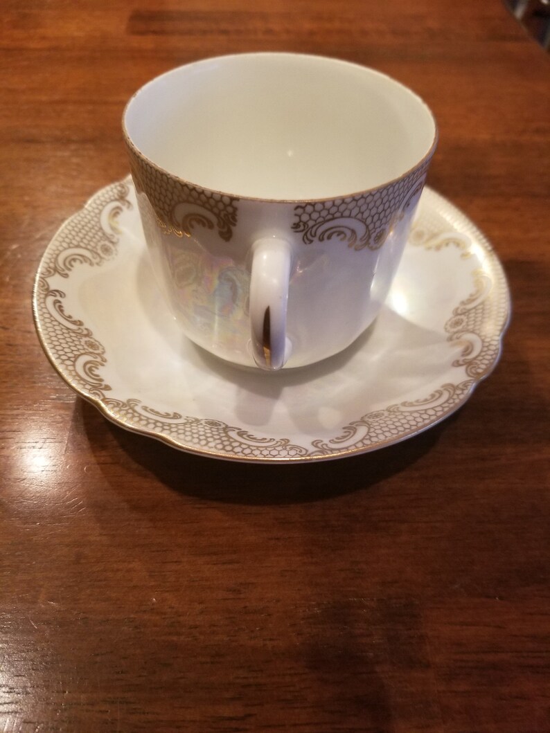 Vintage Bavaria ME 56 German Fine Bone China Tea Cup and Saucer Pearl