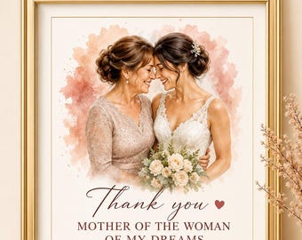 Custom Watercolour Portrait, Mother of the Bride Wedding Gift (Digital Download)