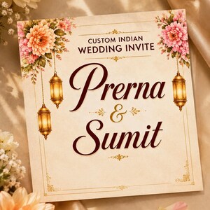 Personalised Hindu Wedding Invitation | Indian Shaadi Invite | Custom Wedding Card | Digital Download | I Design It For You