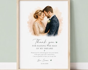 Mother of the Groom Gift | Personalized Wedding Portrait | Custom Couple Print | Thank You Wedding Gift | Digital Download