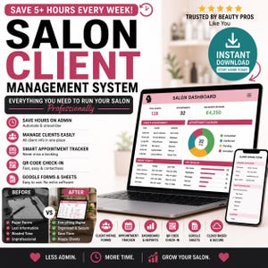 Salon Client Intake Form, Beauty Client Record System, Appointment Consultation Template, Barber & Hair Stylist Client Tracker, Google Forms