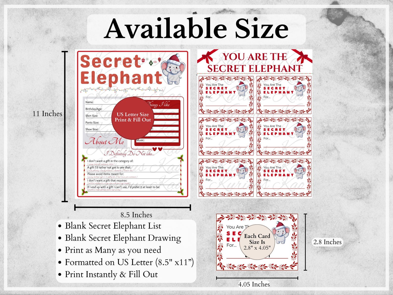White Elephant Gift Printable Secret Santa Instant Download Etsy