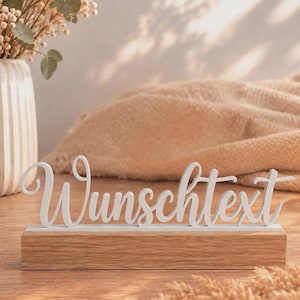 Dein Wunschtext Schriftzug mit Holzaufsteller - Holz, Eichholz | Schwarz, Weiß, Bunt | Geschenk | Deko | Personalisierbar nach deinem Wunsch