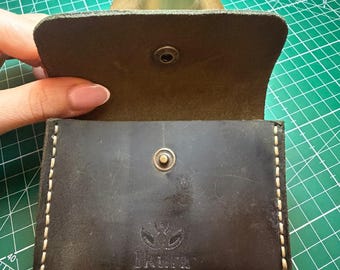 Handmade Leather Coin Wallet, Minimalist Snap Closure Small Pocket Wallet Gift For Man/Women