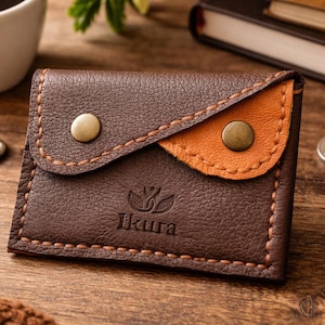 Handmade Leather Duo Coin Purse – Snap Closure, Two-Tone Wallet