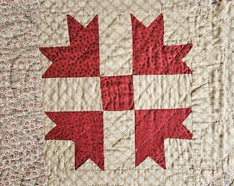 Colcha antigua con estampado de huellas de pavo, colorida y de estilo vintage de los años 20.
