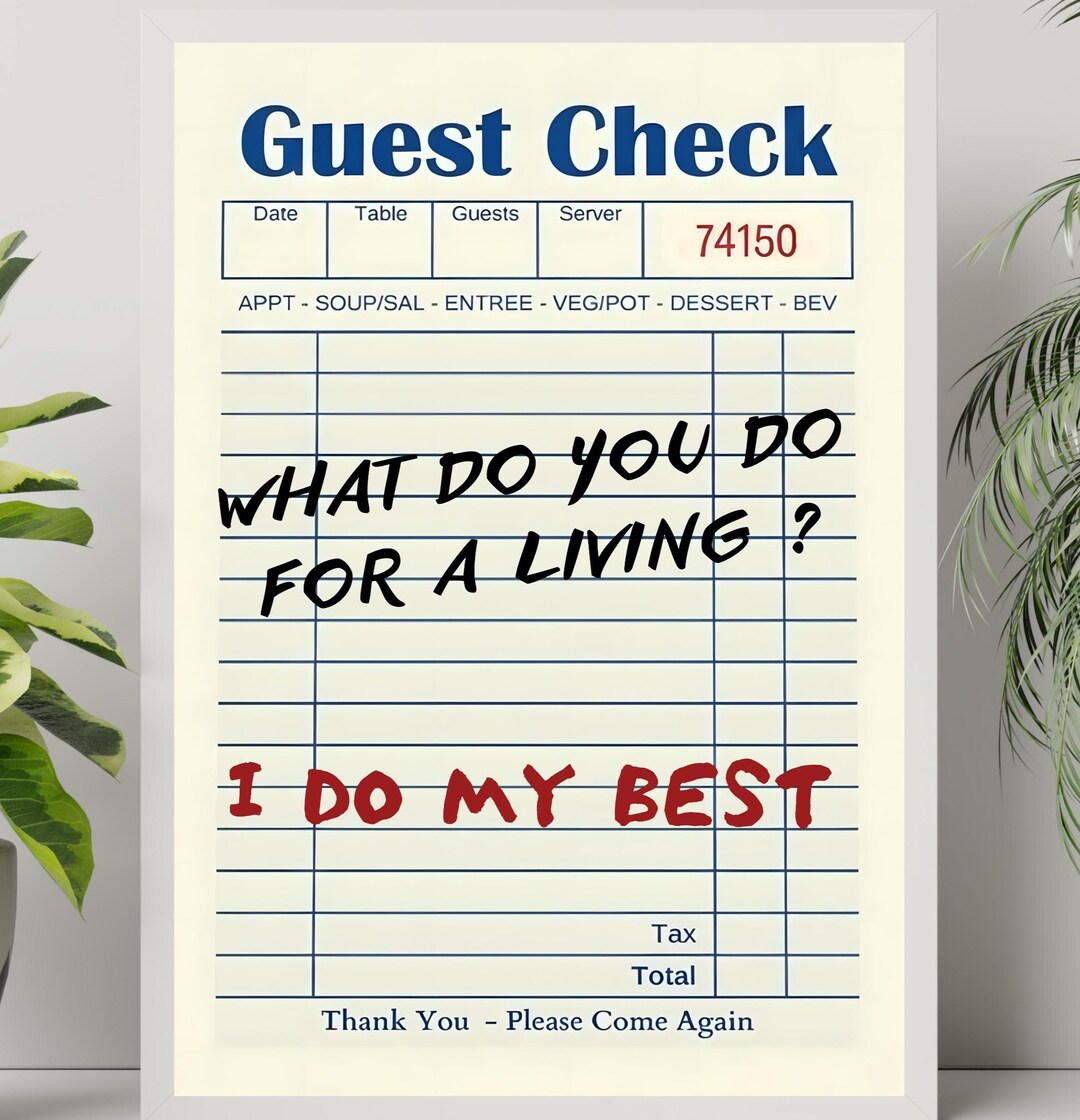 Humorous Blank Check Guest Check Poster Funny Life Quote - Vintage Positive Thoughts ...
