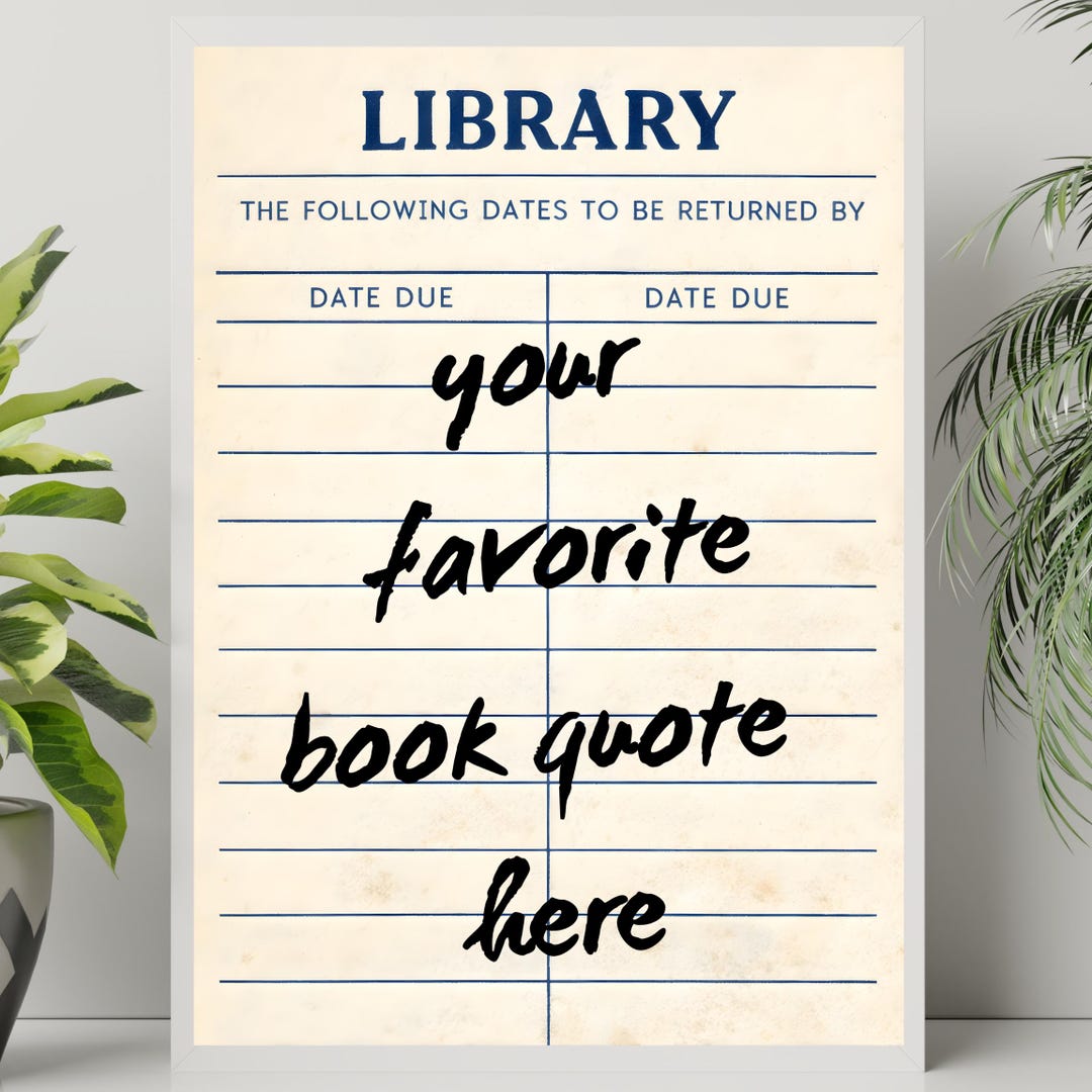 Personalized Library Quote Poster - Custom Vintage Literature Book ...