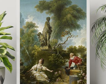 Romantic French Garden Rococo Print - Coquette Shabby-Chic Wall Art, Vintage Baroque Renaissance Poster Decor