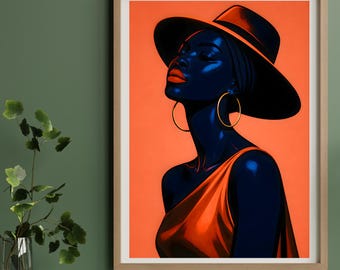 Minimalist African Woman Vintage Poster - Modern Feminine Silhouette Afrocentric Wall Art Print