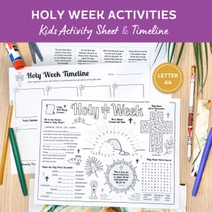 Hojas de actividades de Semana Santa, cronología para niños imprimible