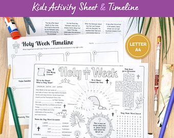 Holy Week Activity Sheets, Kids Timeline Printable