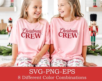 Christmas Crew SVG PNG EPS Bundle, Matching Family Holiday Designs, Christmas Pajamas Cut File