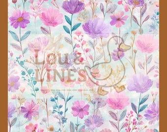 Patrón floral sin costuras en acuarela: archivo digital floral, ilustración floral, diseño floral en acuarela para tela