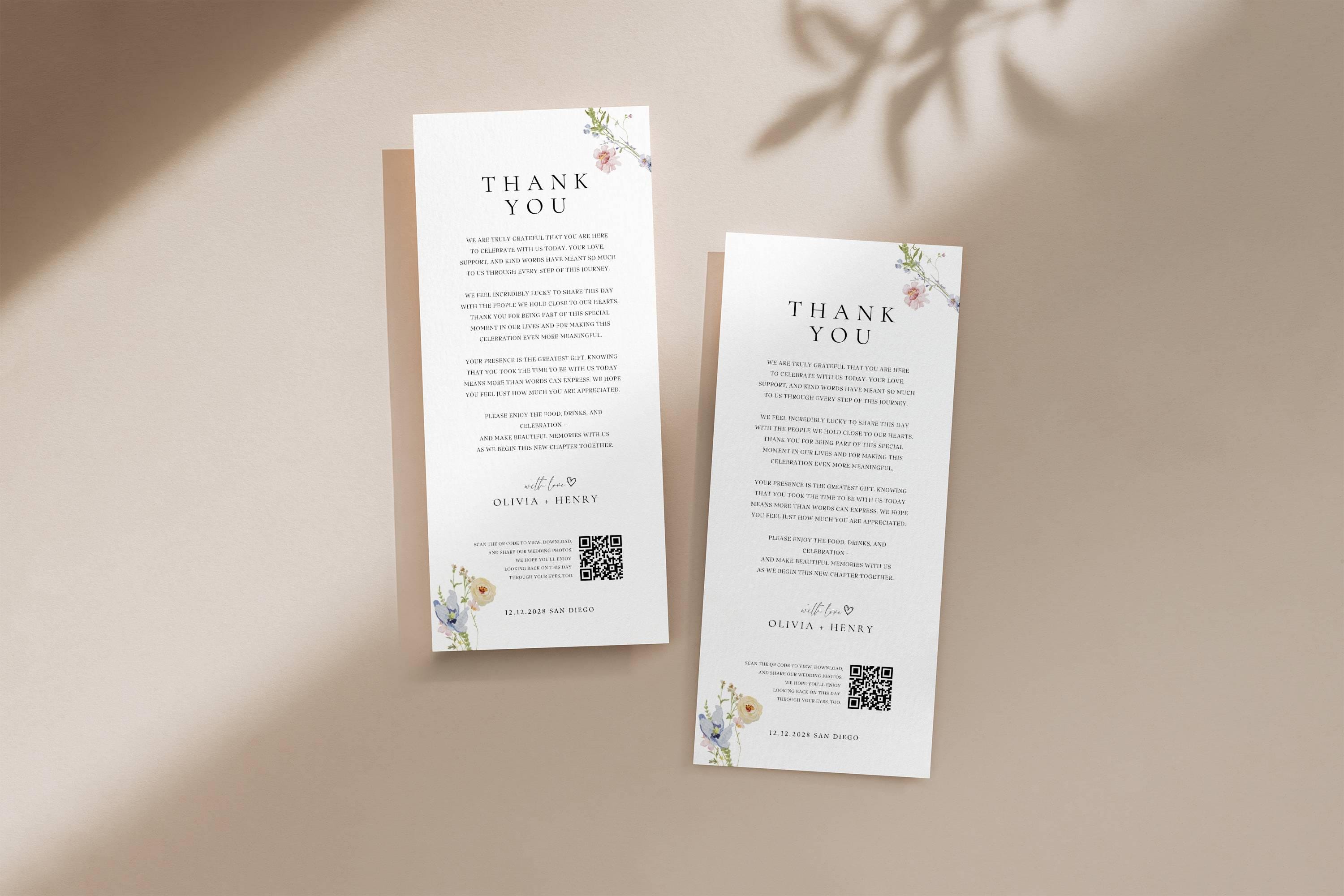 Floral Wedding Thank You Card Template Editable in Canva Printable ...