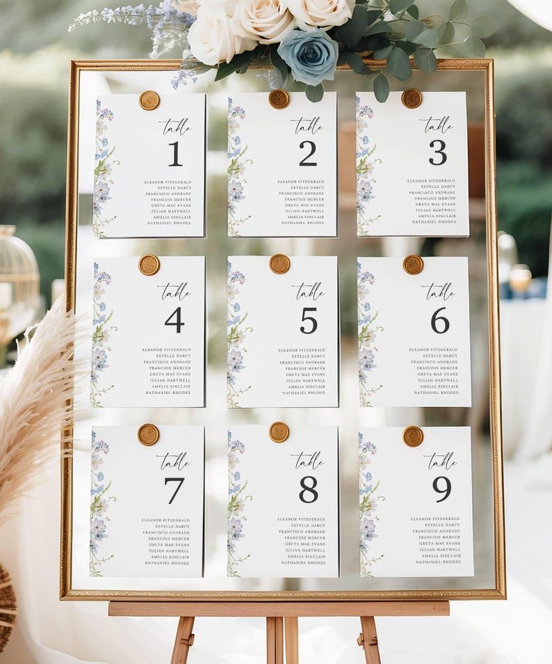 Wedding Table Number Template Editable Canva Floral Table Sign ...