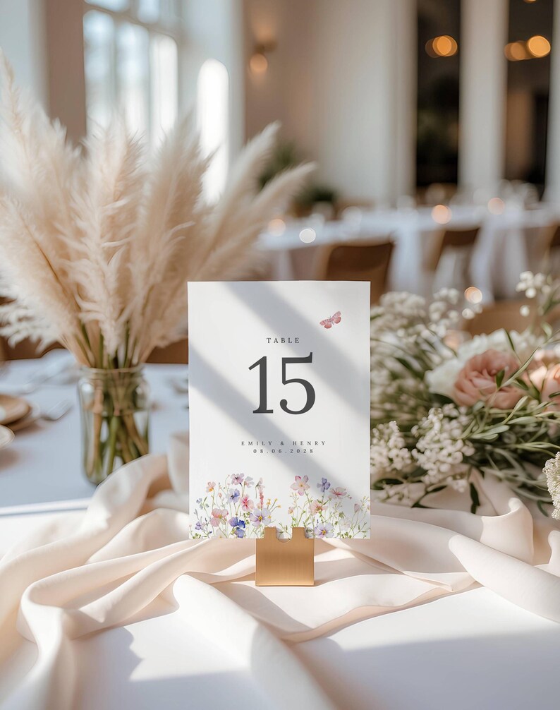 Numbers For Table Setting Editable Floral Table Numbers Template 5x7 4x6 Wedding Table Sign Canva ...