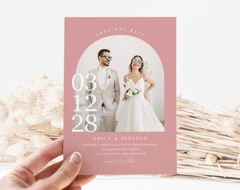 Save the Date Photo Template Editable in Canva 5x7 Modern Minimal Wedding Save Our Date Printable