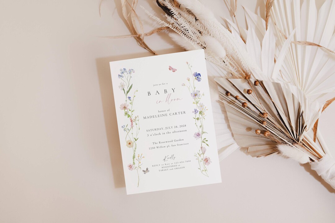 Editable Baby in Bloom Invitation Canva Printable Floral Baby Shower ...
