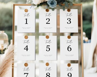 Editable Table Numbers 1–20 Template 5x7 & 4x6 Modern Wedding Table Number Signs Canva Printable Minimal