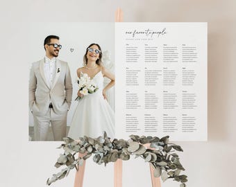 Photo Seating Chart Template Editable in Canva Wedding Seating Chart Sign Modern Minimal Reception Decor 18x24 24x36