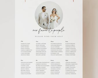 Editable Wedding Seating Chart with Photo 18x24 24x36 Canva Seating Plan Modern Minimal Sign