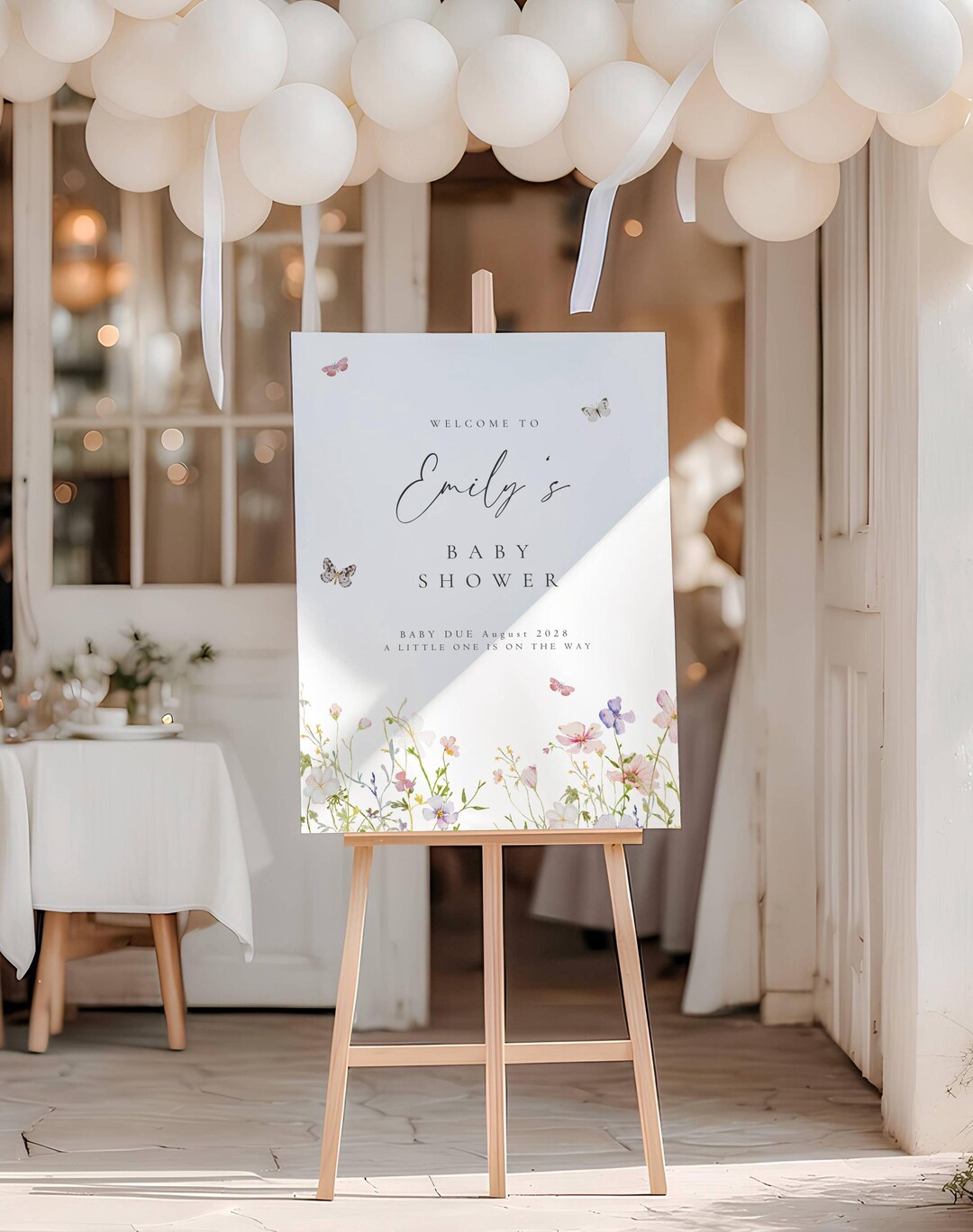 Editable Baby Shower Welcome Sign Canva Template Floral Baby Shower ...