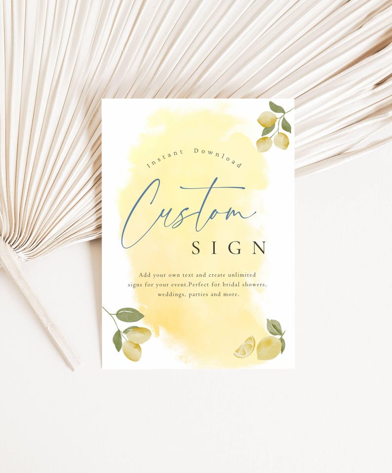 Editable Custom Sign Template Canva Wedding Bridal Shower Sign Lemon ...
