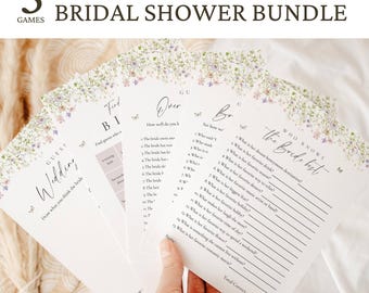 Floral Bridal Shower Games Bundle 5x7 8x10 Printable Wedding Shower Game Set Canva Template Instant Download